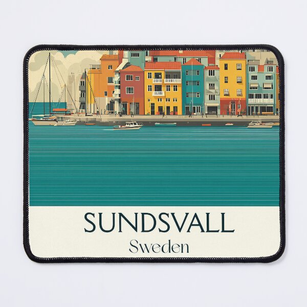 Item preview, Sundsvall Sweden Vintage Travel Poster | Stone City Retro Art Print designed and sold by TuncGK.