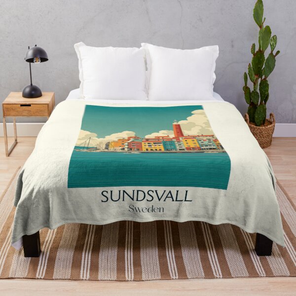Item preview, Sundsvall Sweden Vintage Travel Poster | Stone City Retro Art Print designed and sold by TuncGK.