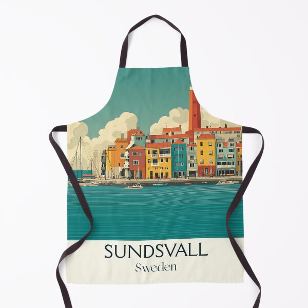 Item preview, Sundsvall Sweden Vintage Travel Poster | Stone City Retro Art Print designed and sold by TuncGK.
