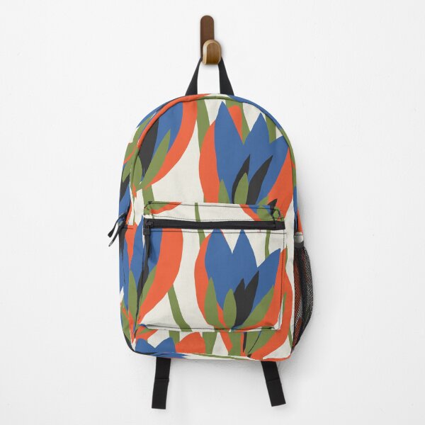 Item preview, Modern Abstract Dutch Flowers in Orange, Cobalt Blue and Olive Green designed and sold by Deutschic.