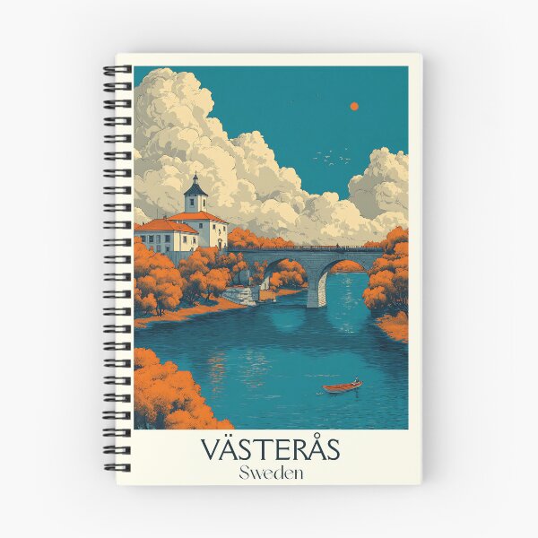 Item preview, Västerås Sweden Vintage Travel Poster | Old Town River Retro Art designed and sold by TuncGK.