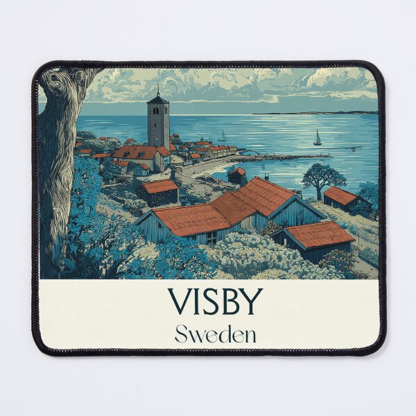 Item preview, Visby Sweden Vintage Travel Poster | Gotland Medieval City Retro Art designed and sold by TuncGK.