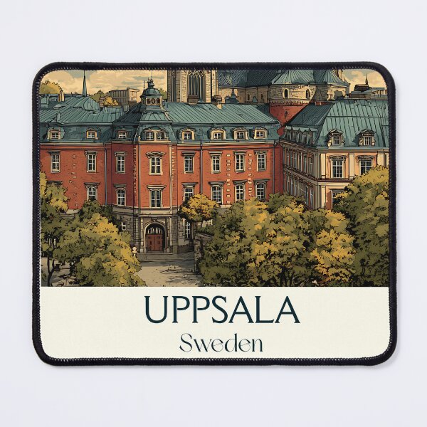 Item preview, Uppsala Sweden Vintage Travel Poster | Cathedral City Retro Art Print designed and sold by TuncGK.
