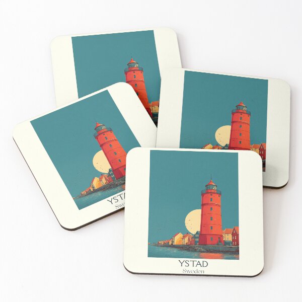 Item preview, Ystad Sweden Vintage Travel Poster | Skåne Lighthouse Retro Art Print designed and sold by TuncGK.