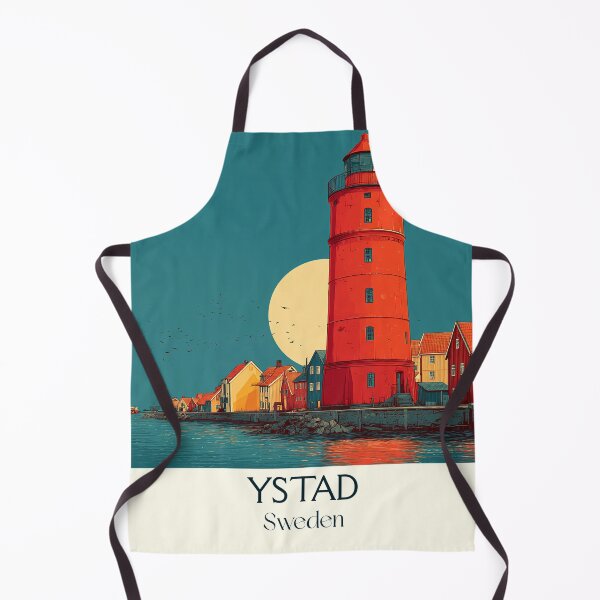 Item preview, Ystad Sweden Vintage Travel Poster | Skåne Lighthouse Retro Art Print designed and sold by TuncGK.