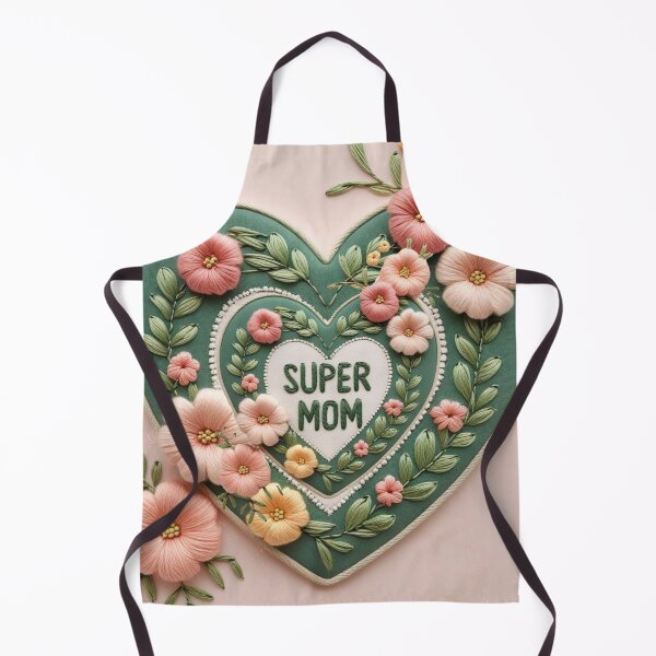 Item preview, Super Mom Floral Embroidery Design Heart Patch designed and sold by ArtDesignTp.