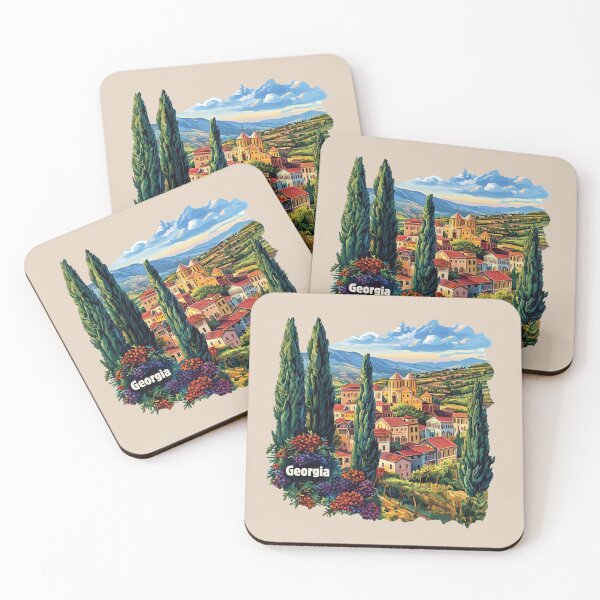 Item preview, Country of Georgia - Rooftops, Mountains & Wine Fields  designed and sold by Myra365Art.