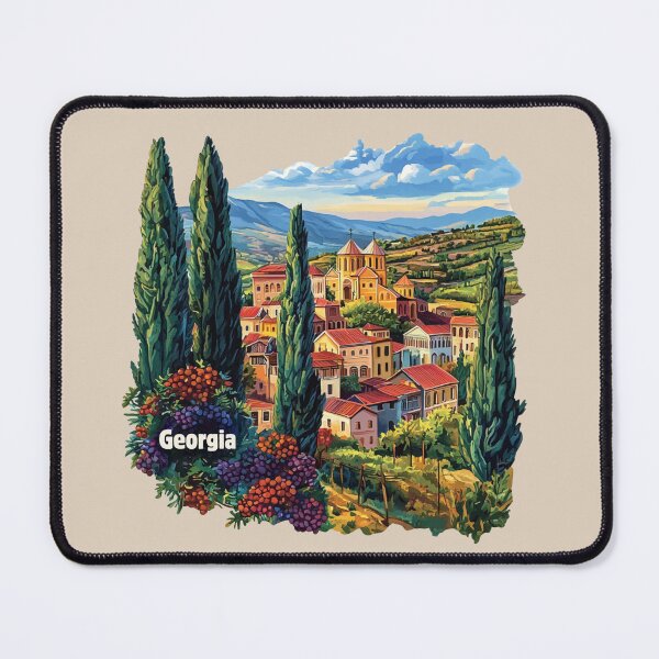 Item preview, Country of Georgia - Rooftops, Mountains & Wine Fields designed and sold by Myra365Art.
