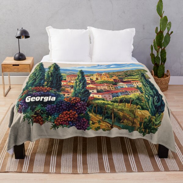 Item preview, Country of Georgia - Rooftops, Mountains & Wine Fields designed and sold by Myra365Art.