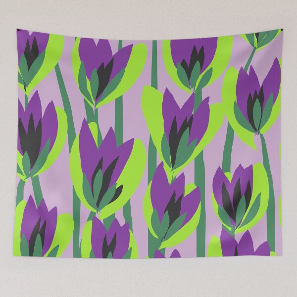 Item preview, Modern Abstract Dutch Flowers in Lilac, Purple and Green designed and sold by Deutschic.