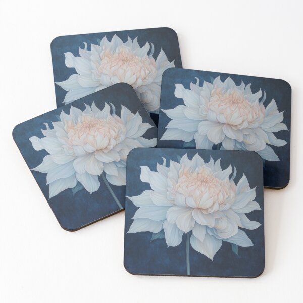 Item preview, Ethereal Pale Dahlia on Deep Blue designed and sold by dawnleblanc55.