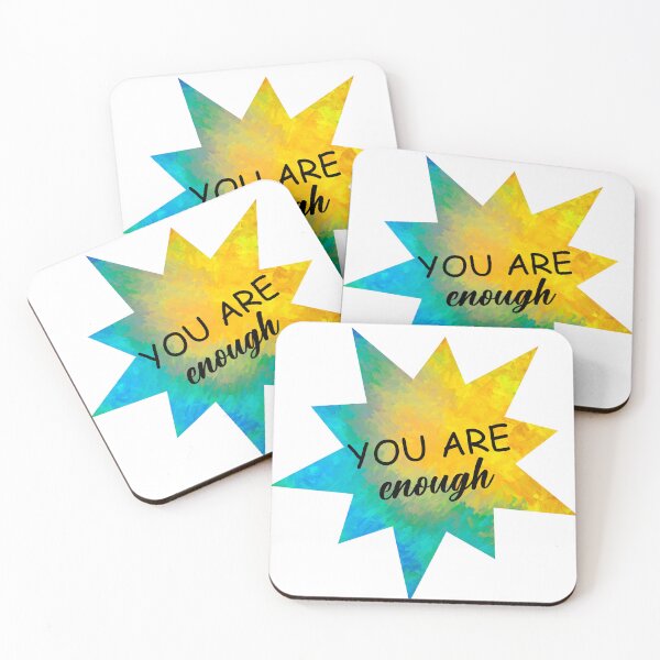 Item preview, You Are Enough Motivational Text On Yellow And Turquoise Star  designed and sold by art64.