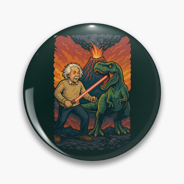 Item preview, Albert Einstein T-Rex Lightsaber Volcano Funny Science Design designed and sold by k3rstman1.