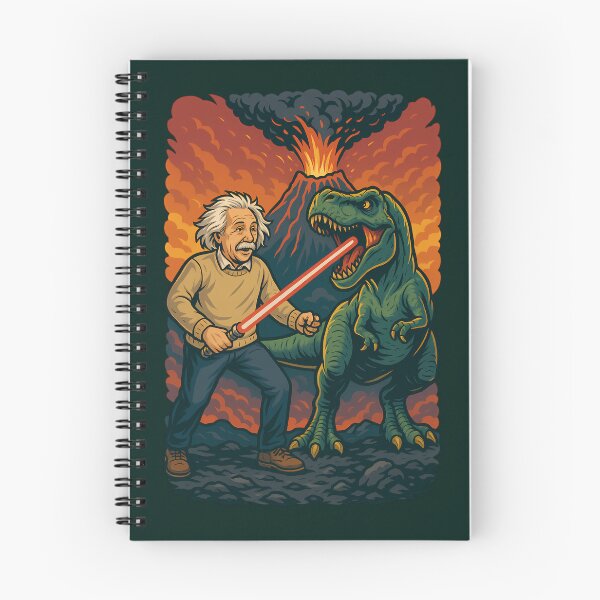 Item preview, Albert Einstein T-Rex Lightsaber Volcano Funny Science Design designed and sold by k3rstman1.