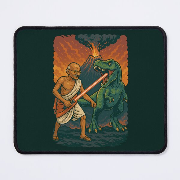 Item preview, Mahatma Gandhi T-Rex Lightsaber Volcano Funny Design designed and sold by k3rstman1.