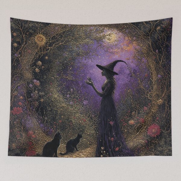 Item preview, Witch and Black Cats designed and sold by TheDarkWardrobe.