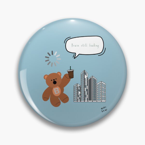 Item preview, Brain Still Loading – Cute Coffee Bear Office Mood ( Blue Background ) designed and sold by mintmono-studio.