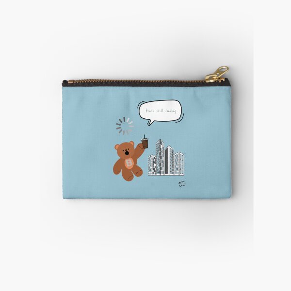 Item preview, Brain Still Loading – Cute Coffee Bear Office Mood ( Blue Background ) designed and sold by mintmono-studio.