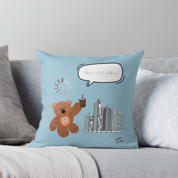 Item preview, Brain Still Loading – Cute Coffee Bear Office Mood ( Blue Background ) designed and sold by mintmono-studio.