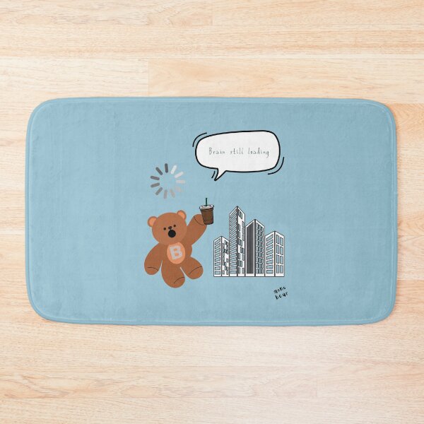 Item preview, Brain Still Loading – Cute Coffee Bear Office Mood ( Blue Background ) designed and sold by mintmono-studio.