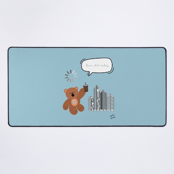 Item preview, Brain Still Loading – Cute Coffee Bear Office Mood ( Blue Background ) designed and sold by mintmono-studio.