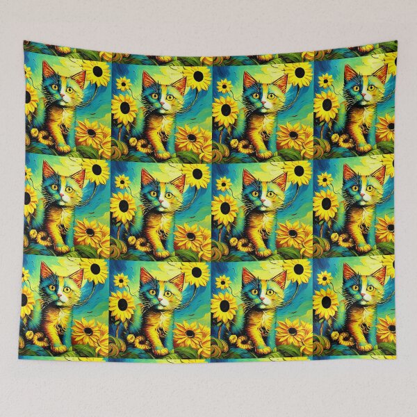 Item preview, A beautiful kitten among the sunflowers. designed and sold by Natalia-Vlad.