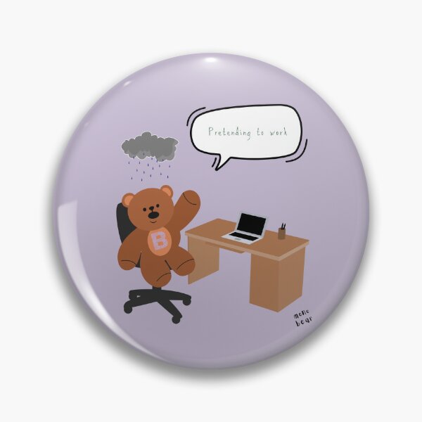 Item preview, Pretending to Work – Burnout Bear Office Life ( Lilac Background ) designed and sold by mintmono-studio.