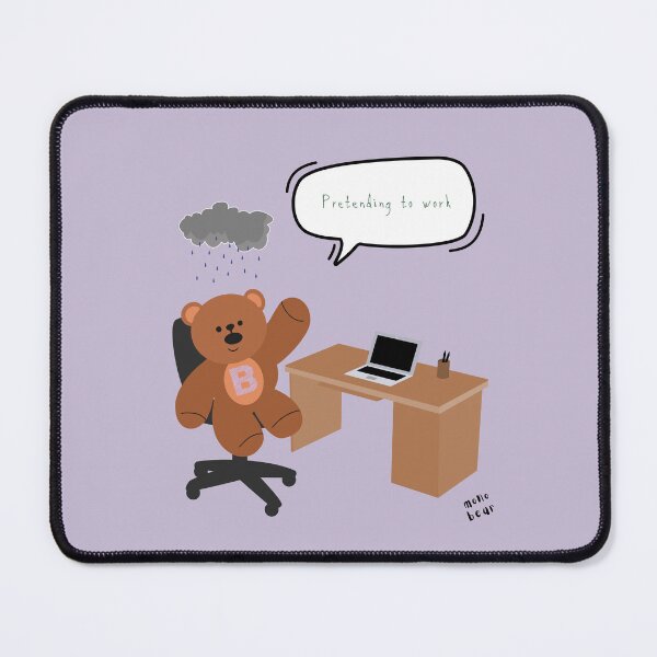 Item preview, Pretending to Work – Burnout Bear Office Life ( Lilac Background ) designed and sold by mintmono-studio.