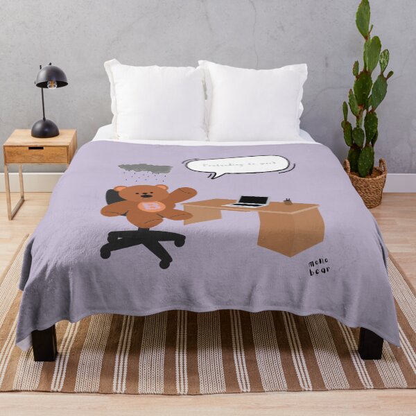 Item preview, Pretending to Work – Burnout Bear Office Life ( Lilac Background ) designed and sold by mintmono-studio.