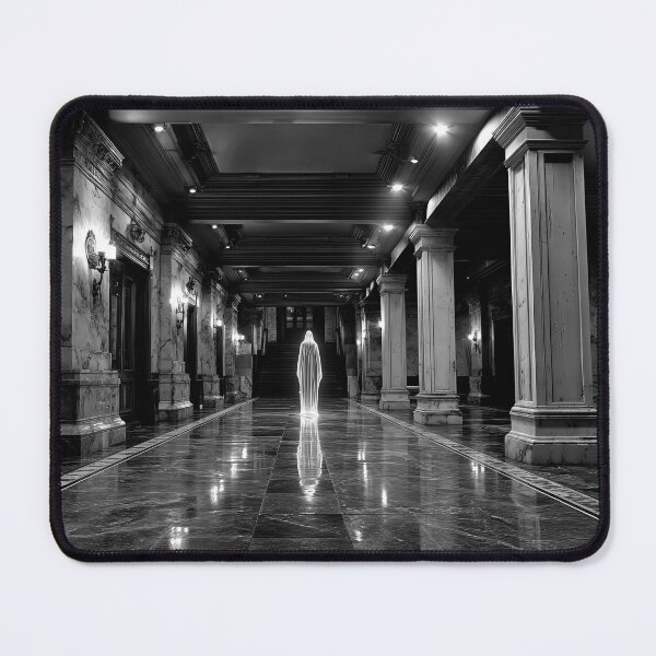 Item preview, Eerie Figure Illuminated in a Grand, Dimly Lit Corridor designed and sold by jecphotography and art.