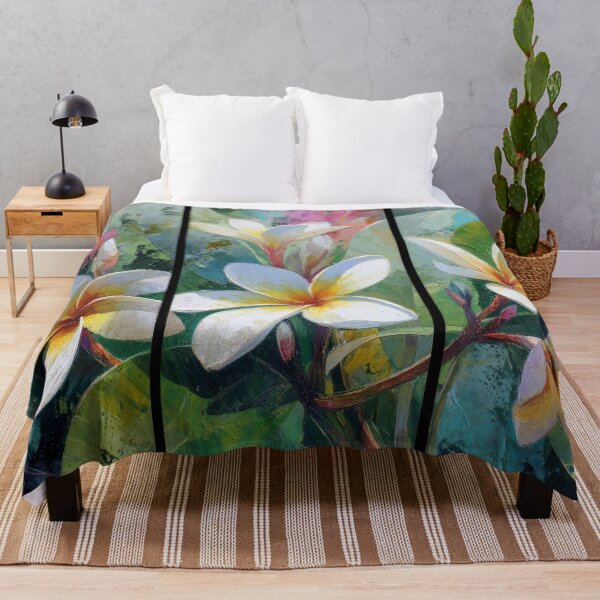 Item preview, Tropical Frangipani Bloom Across Abstract Triptych Canvas designed and sold by bAIryBarn.