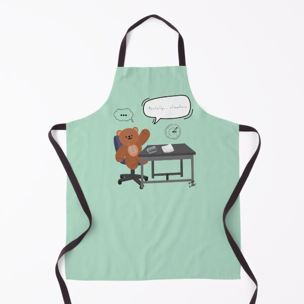 Item preview, Mentally... Elsewhere – Distracted Desk Bear Art ( Emerald Background ) designed and sold by mintmono-studio.