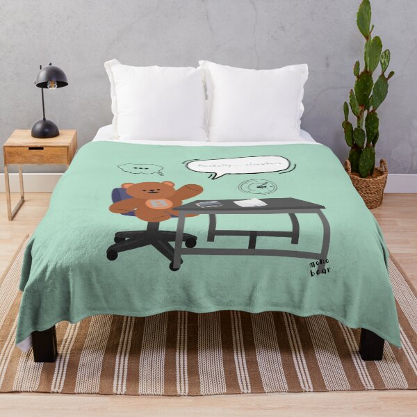 Item preview, Mentally... Elsewhere – Distracted Desk Bear Art ( Emerald Background ) designed and sold by mintmono-studio.