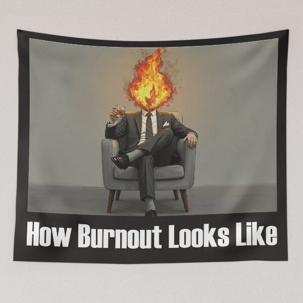 Item preview, How Burnout Feels Like Fiery Head Digital Art Illustration designed and sold by -DEEWOLF-.