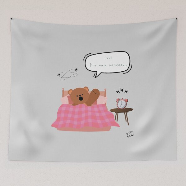 Item preview, Just Five More Minutes – Lazy Bear Morning Mood ( Gray Background ) designed and sold by mintmono-studio.