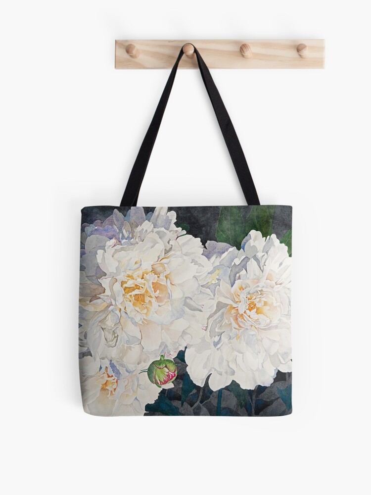 Bolsa de tela «Peonias Blancas Acuarela» de witheroney | Redbubble