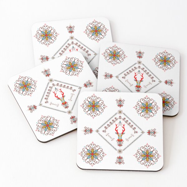 Item preview, Oriental geometric pattern. Cross stitch pattern with flowers and deer. designed and sold by KungLK.