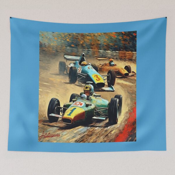 Item preview, "Vintage Racing Thrill: Adrenaline on the Dusty Track" designed and sold by Artisticanvas.
