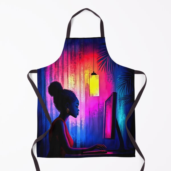 Item preview, Neon Focus – Girl in Cyber Glow Workspace designed and sold by Taans-Creation.