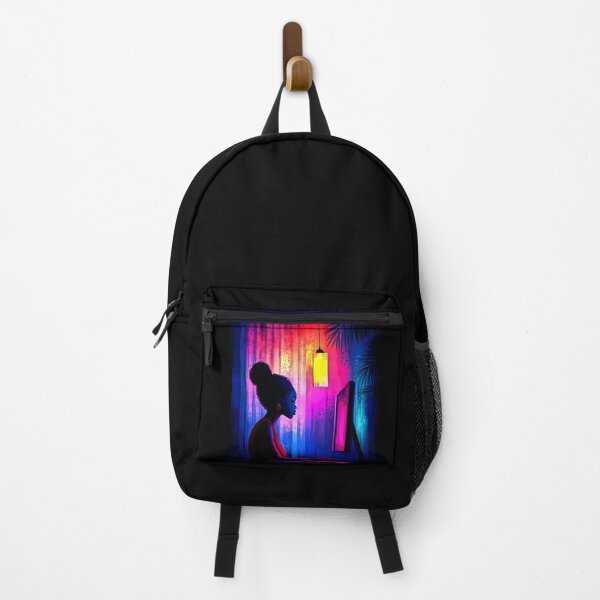 Item preview, Neon Focus – Girl in Cyber Glow Workspace designed and sold by Taans-Creation.