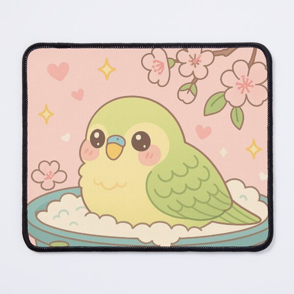 Item preview, Kawaii Green Bird in Bubble Bath designed and sold by Biddakate.