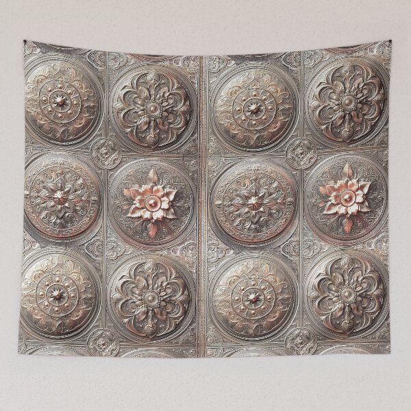 Item preview, Tin Tile Wallpaper Antique Vintage Flowers Steampunk, Metal, Armor designed and sold by TheTimeTaxi.