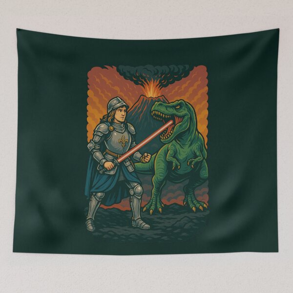 Item preview, Joan of Arc T-Rex Lightsaber Volcano Funny Knight designed and sold by k3rstman1.
