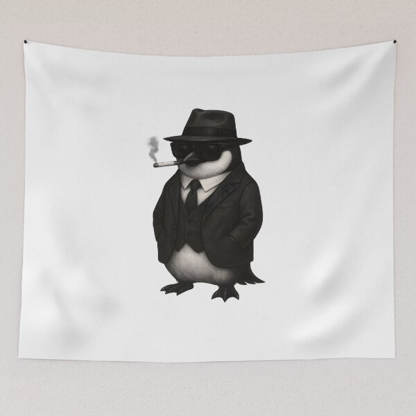 Item preview, Mobster Penguin – Coolest Bird in Town designed and sold by Drawlery.