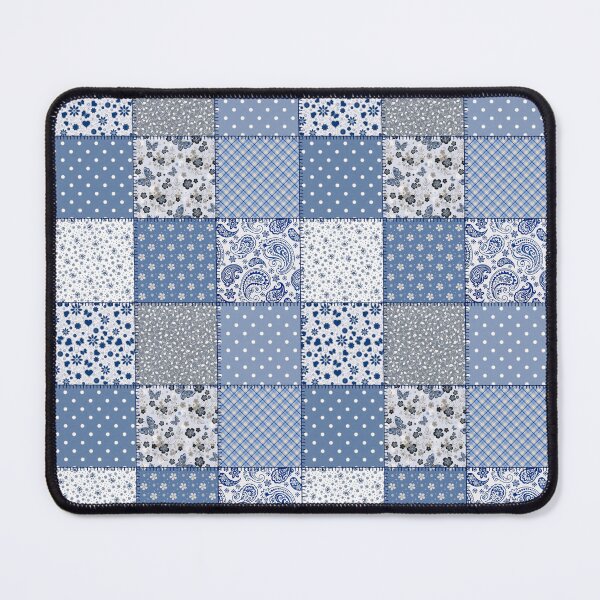 Item preview, Blue, White And Grey Patchwork Pattern With Floral, Polka Dot & Gingham Pattern Tiles designed and sold by DaisyHouse.
