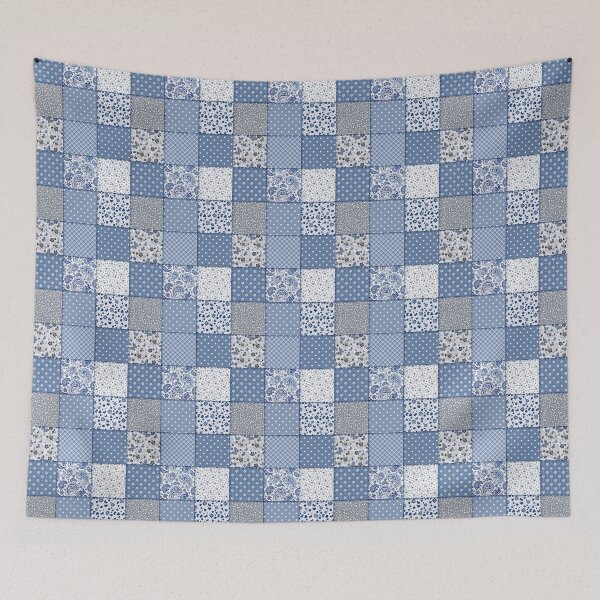 Item preview, Blue, White And Grey Patchwork Pattern With Floral, Polka Dot & Gingham Pattern Tiles designed and sold by DaisyHouse.