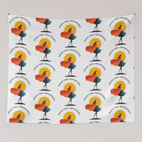 Item preview, Proud Free Unstoppable – LGBTQ Empowerment Art (Woman) designed and sold by PIXelayDesigns.