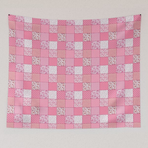 Item preview, Cute Pink Patchwork Pattern With Floral, Polka Dot & Gingham Pattern Tiles designed and sold by DaisyHouse.