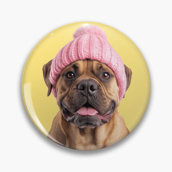 Item preview, Cozy Boerboel dog Wearing Pink Winter Hat Trendy Animal Fashion Artwork designed and sold by LazyOwlStore.