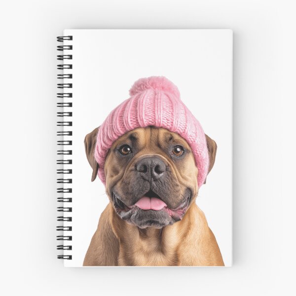 Item preview, Cozy Boerboel dog Wearing Pink Winter Hat Trendy Animal Fashion Artwork designed and sold by LazyOwlStore.